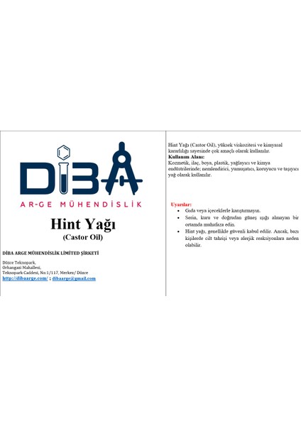 Castor Oil Hint Yağı 5 kg fiyatları