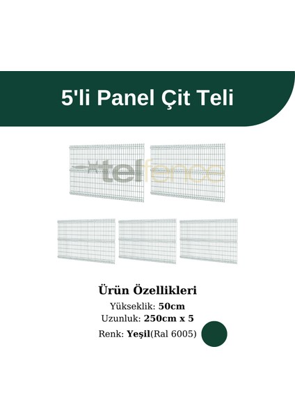 5 ‘li Panel Çit Teli 50x250 Cm Yeşil (12,5 Metre)