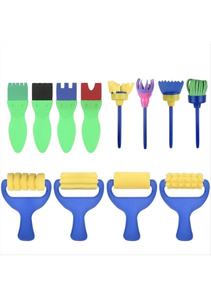 Çocuk Boya Fırçası Seti, 12'li Paket Yıkanabilir Sünger Boya Fırçaları (Yurt Dışından)