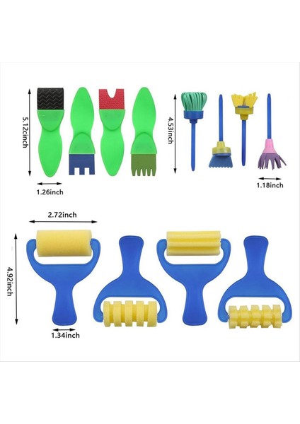 Çocuk Boya Fırçası Seti, 12'li Paket Yıkanabilir Sünger Boya Fırçaları (Yurt Dışından) fırsatları