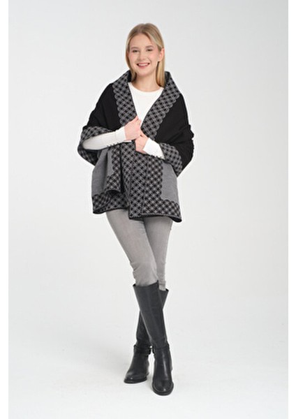 Çift Yönlü Halkalı Desenli Kadın Omuz Şalı Akrilik 75 x 175 cm Şık ve Rahat