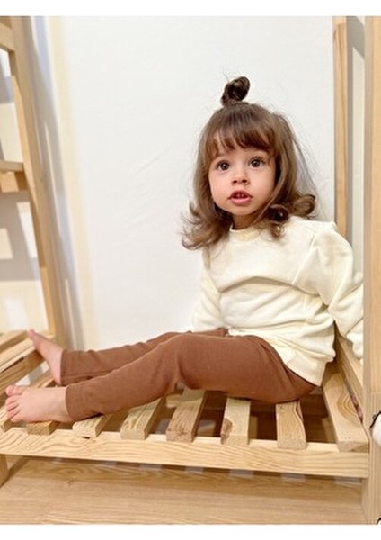 Bebeğime Kaşkorse Fitilli Tayt Kız Çocuklar İçin Esnek ve Rahat Tasarım Kahverengi indirimleri