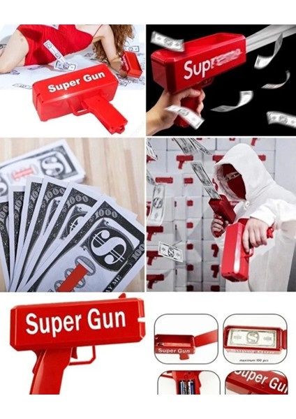 Para Fırlatma Tabancası – Money Gun, Parti ve Eğlence Aksesuarı, Otomatik Kağıt Para Atma Makinesi (Kırmızı) modelleri