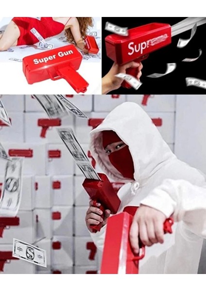 Para Fırlatma Tabancası – Money Gun, Parti ve Eğlence Aksesuarı, Otomatik Kağıt Para Atma Makinesi (Kırmızı) fırsatları