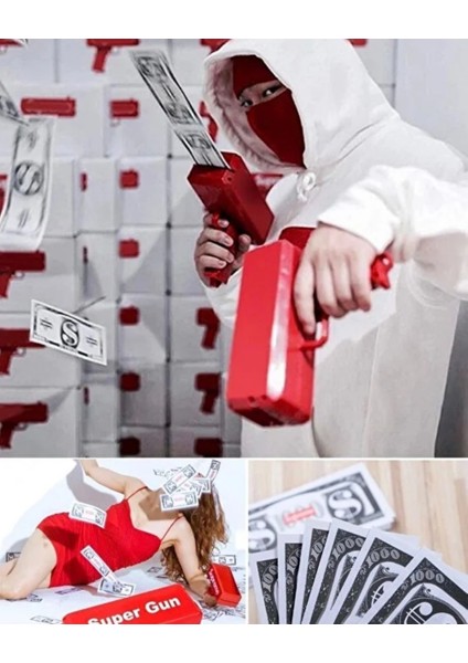 Para Fırlatma Tabancası – Money Gun, Parti ve Eğlence Aksesuarı, Otomatik Kağıt Para Atma Makinesi (Kırmızı) indirimleri