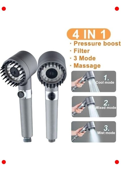 Masajlı Filtreli 3 Fonksiyonlu Siyah El Duşu modelleri