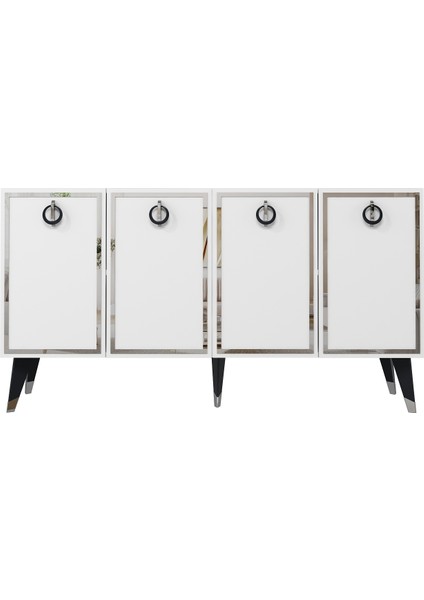 8213-32DD KB150 Konsol, Tv Ünitesi Beyaz-Gümüş-Siyah fırsatları