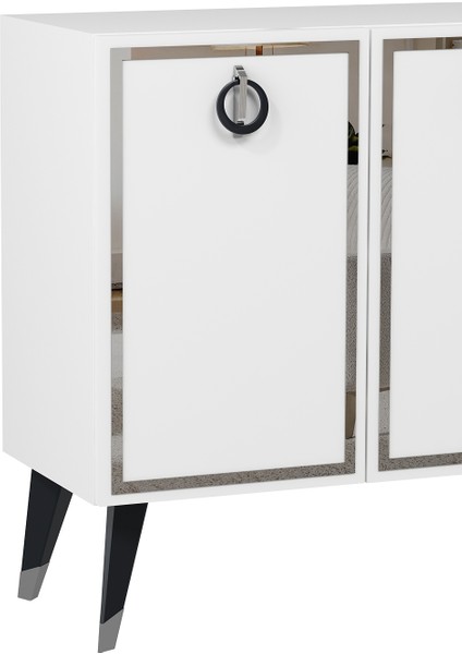 8213-32DD KB150 Konsol, Tv Ünitesi Beyaz-Gümüş-Siyah indirimleri