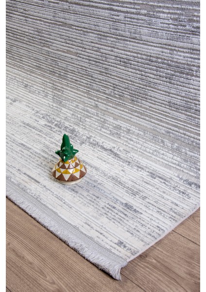 Gri Beyaz Polyester Halı – Antibakteriyel, Tozumaz, Saçaklı, Salon, Oturma ve Çocuk Odası Yolluk, Makine Dokuma