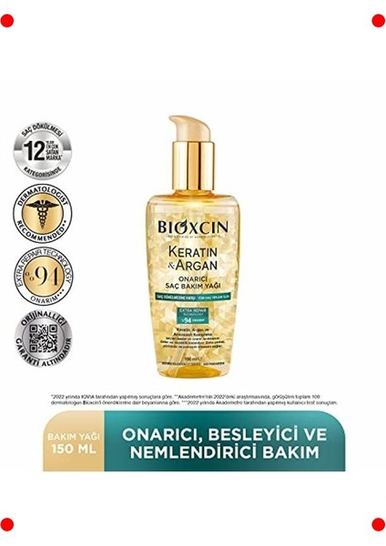 Keratin & Argan Onarıcı Saç Bakım Yağı 150 ml fiyatları