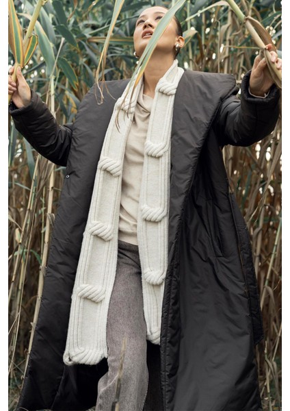 Kapüşonlu Çıt Çıt Kapamalı Elyaflı Uzun Mont Kahve 6815 fırsatları