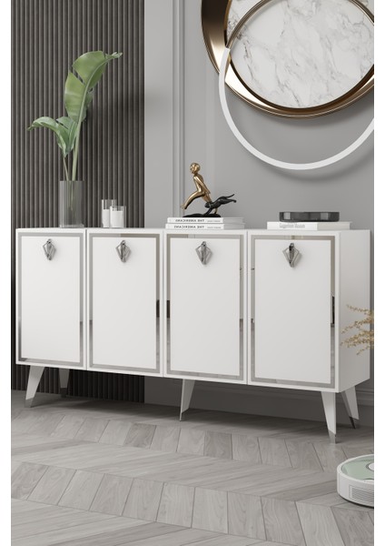 8212-32DD KB150 Konsol, Tv Ünitesi Beyaz-Gümüş modelleri