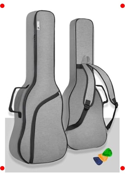 Akustik Gitar Yumuşak Taşıma Çantası (Gri)