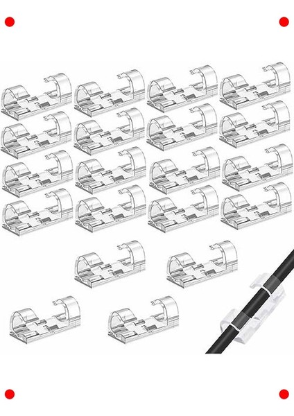 Yapışkanlı Kablo Düzenleyici Klips Seti (20 Adet)