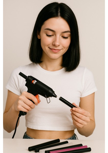 ( 1 Kilogram ) Sıcak Mum Silikon Kalın Siyah 11,3mm x 30 cm Siyah Silikon - 33 Adet fiyatları