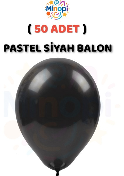 ( 50 Adet ) Siyah Balon 12'' Lateks Pastel Balon Doğum Günü Organizasyon Süsleme