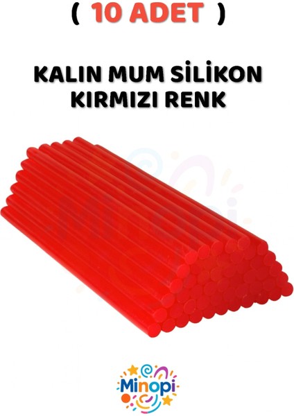 ( 10 Adet ) Sıcak Mum Silikon Kalın Kırmızı Renk 11,3mm x 30 cm Kırmızı Silikon Tabanca