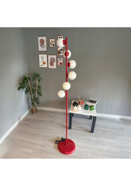 Kırmızı Lambader Modern Dekoratif Metal Oturma Odası Çalışma Odası Zemin Lambası
