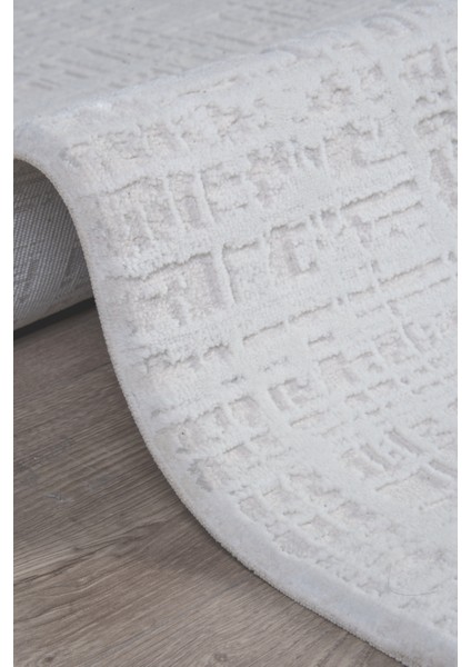 Beyaz Polyester Halı – Antibakteriyel, Tozumaz, Saçaklı, Salon, Oturma ve Çocuk Odası Yolluk, Makine Dokuma