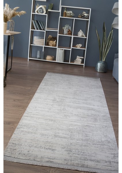 Gri Beyaz Polyester Halı – Antibakteriyel, Tozumaz, Saçaklı, Salon, Oturma ve Çocuk Odası Yolluk, Makine Dokuma fiyatları