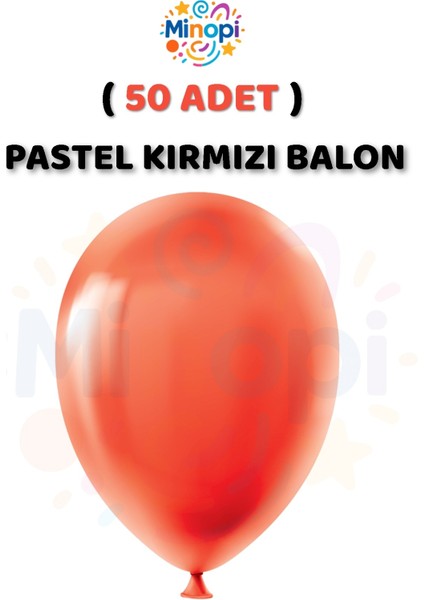 ( 50 Adet ) Kırmızı Balon 12'' Lateks Pastel Balon Doğum Günü Organizasyon Süsleme