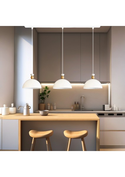 Üçlü Beyaz Yimpi Avize Tekli Sarkıt Salon Kuaför Cafe Dekoratif Aydınlatma Pastane