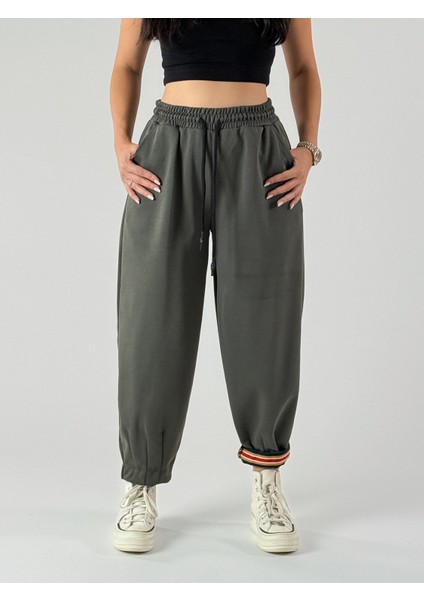 Paça Detaylı Haki Kadın Pantolon COC1006
