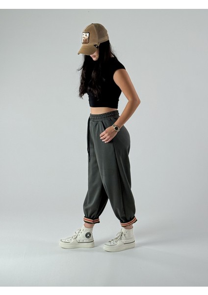 Paça Detaylı Haki Kadın Pantolon COC1006 fiyatları