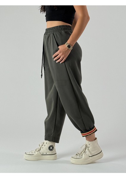 Paça Detaylı Haki Kadın Pantolon COC1006 modelleri