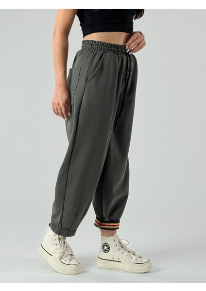 Paça Detaylı Haki Kadın Pantolon COC1006 fırsatları