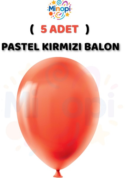 ( 5 Adet ) Kırmızı Balon 12'' Lateks Pastel Balon Doğum Günü Organizasyon Süsleme
