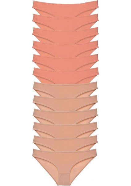 12 Adet Süper Eko Set Likralı Kadın Slip Külot Pudra Ten