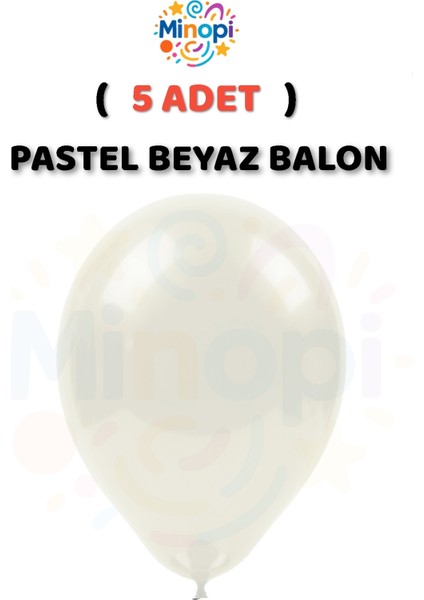 ( 5 Adet ) Beyaz Balon 12'' Lateks Pastel Balon Doğum Günü Organizasyon Süsleme