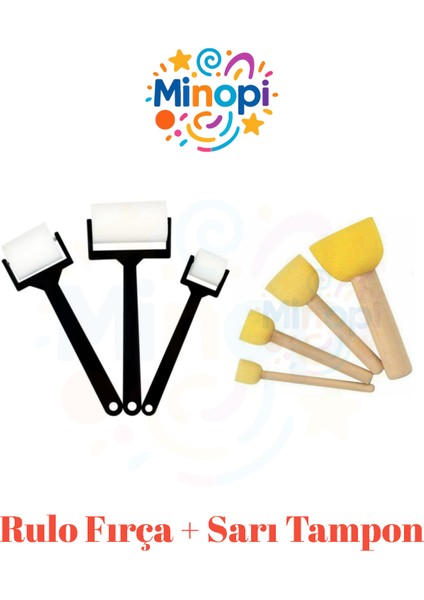 3'lü Rulo Fırça ve 3'lü Sarı Tampon Boyama Süngeri