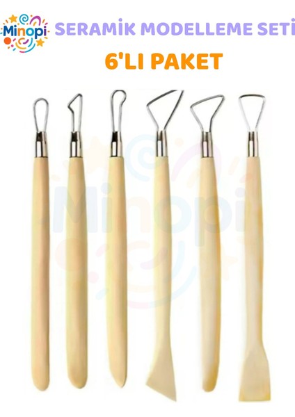 Seramik Kil Polimer Modelleme Çift Yönlü Dip Alma Ebeşuar 6 Lı 1 Paket Seramik Kil Şekillendirici