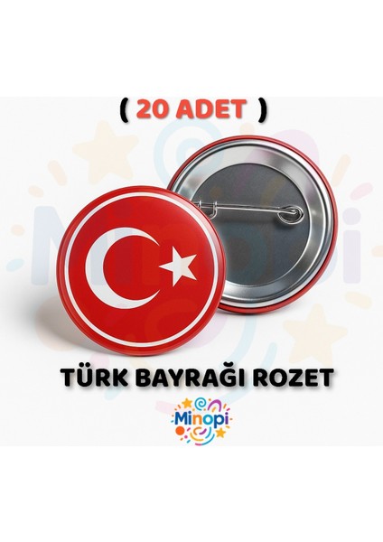 ( 20 Adet ) Türk Bayraklı Yaka Rozeti Plastik Türk Bayrağı Öğretmenler Günü Hediyesi Bayrak
