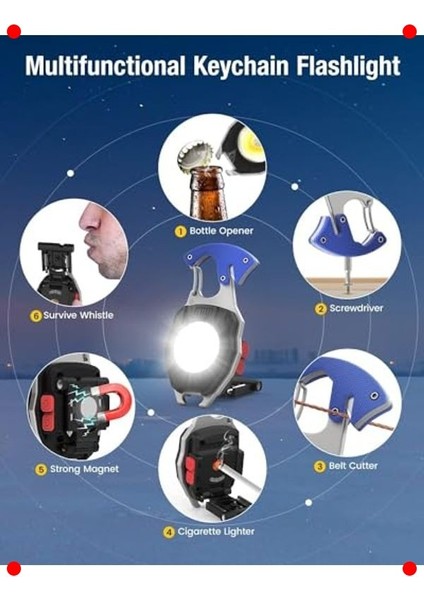 Çok Fonksiyonlu Mini Fener & Anahtarlık (800 Lümen) modelleri