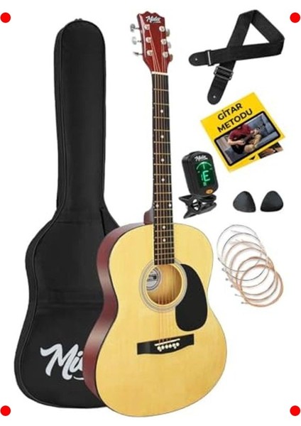 Yetişkinler Için Doğal Akustik Gitar Seti (40 Inç)
