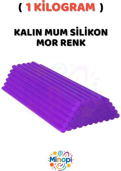 ( 1 Kilogram ) Sıcak Mum Silikon Kalın Mor 11,3mm x 30 cm Mor Silikon - 33 Adet