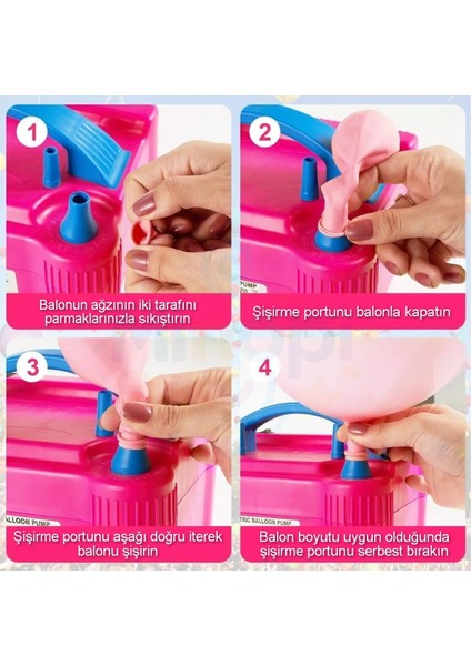Çift Çıkışlı Balon Şişirme Makinası, Elektrikli Balon Pompası Pembe Mavi fiyatları