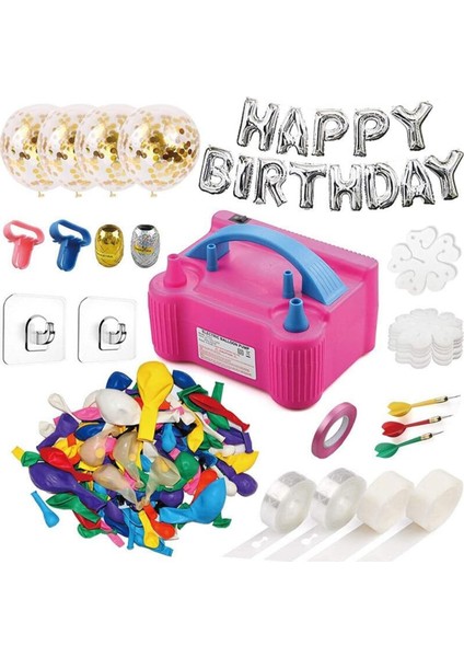 Çift Çıkışlı Balon Şişirme Makinası, Elektrikli Balon Pompası Pembe Mavi modelleri