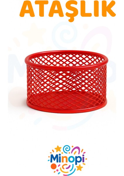 Plastik Kırmızı Ataşlık Ofis Büro Düzenleyici Ataçlık