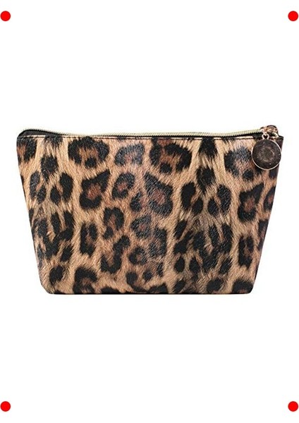 Çok Fonksiyonlu Leopar Desenli Makyaj Çantası