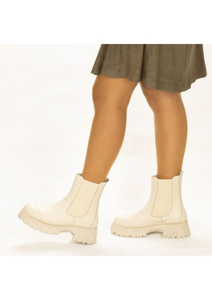 Hakiki Deri 6.5 cm Kalın Tabanlı Uzun Kadın Chelsea Bot indirimleri