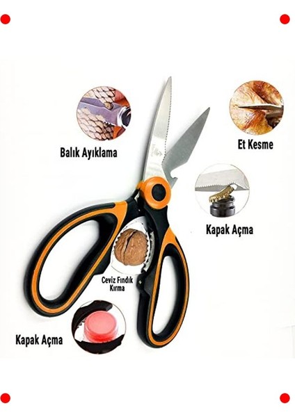 Ağır Hizmet Paslanmaz Çelik Mutfak Makası - Turuncu indirimleri
