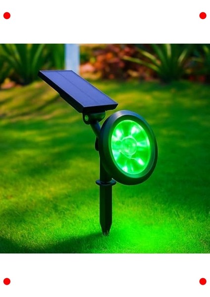 Solar Bahçe Aydınlatma Lambası 9 LED Yeşil Işık