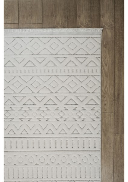 Krem Sisal Bukle Dokuma Hasır Desen Saçaklı Makine Halısı – Salon, Mutfak, Çocuk Odası Yolluk Halı