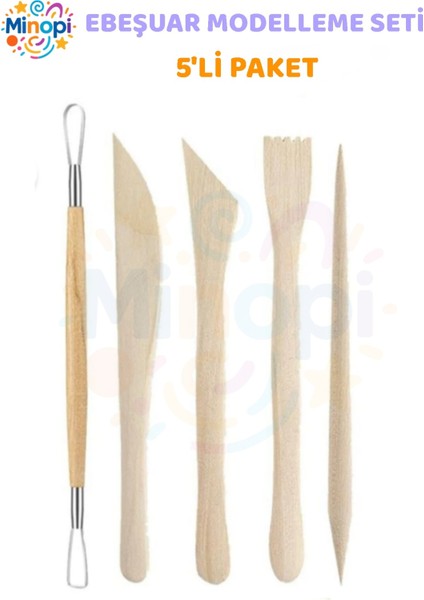 Ebeşuar Seti 5 Li 15 cm 1 Paket Ahşap Modelaj Modelleme Aletleri Seramik Kil ve Heykel Modelaj Kalem