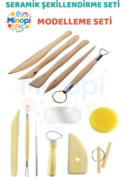 Seramik Başlangıç Seti Oyma Şekillendirici Set 14 Parça Set Kil Çömlek Şekillendirici