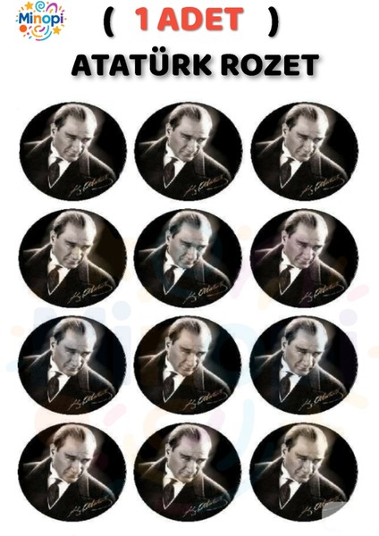 ( 1 Adet ) Atatürklü Yaka Rozeti Siyah Plastik Atatürk Rozet Öğretmenler Günü Hediyesi Bayrak